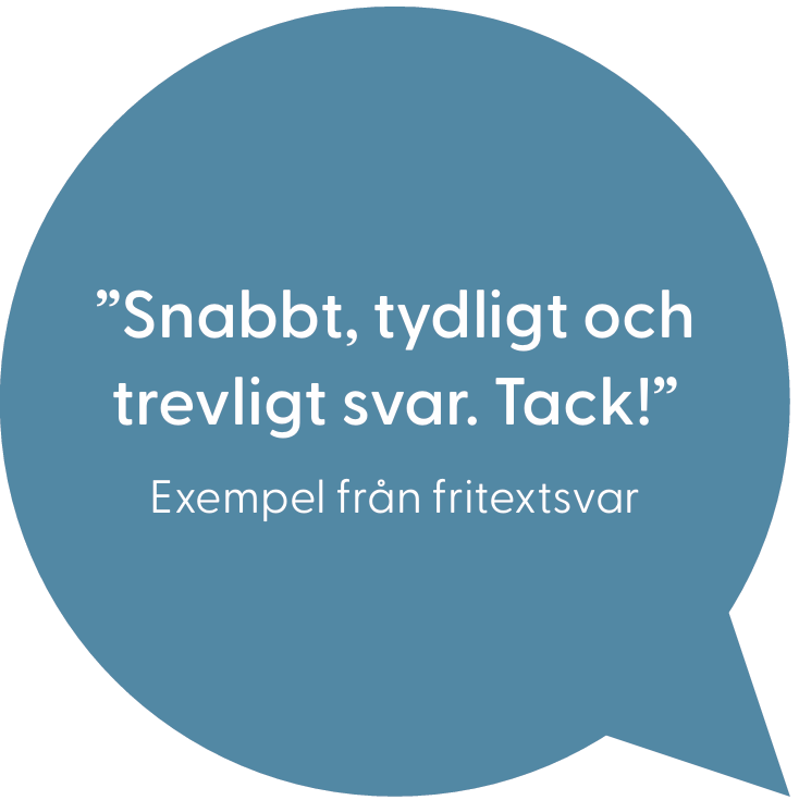 ”Snabbt, tydligt och trevligt svar. Tack!”